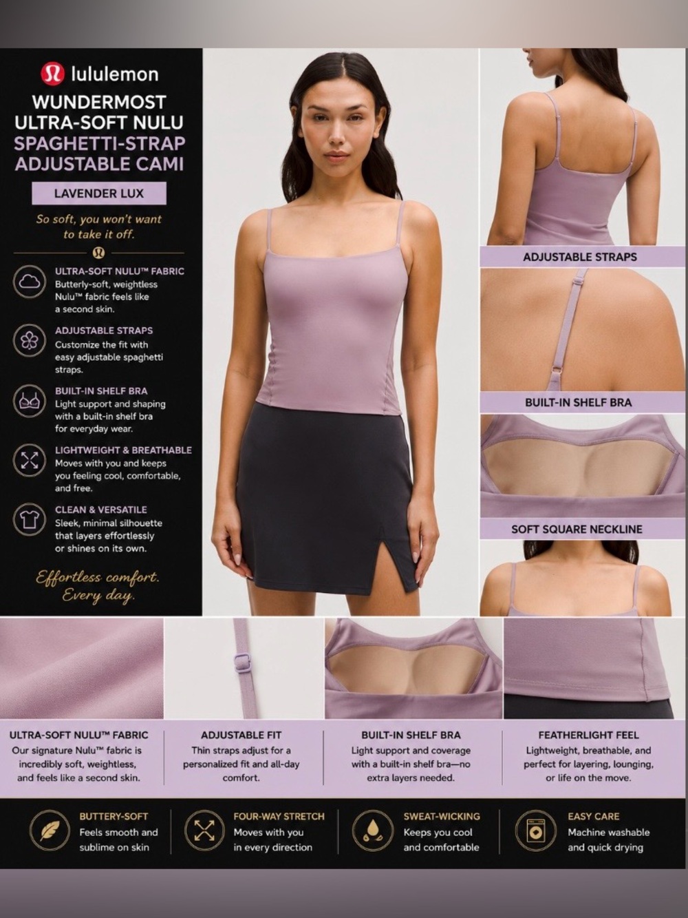 lululemon athletica Lavender Lux Ultra-Soft Nulu Spaghetti-Strap Cami